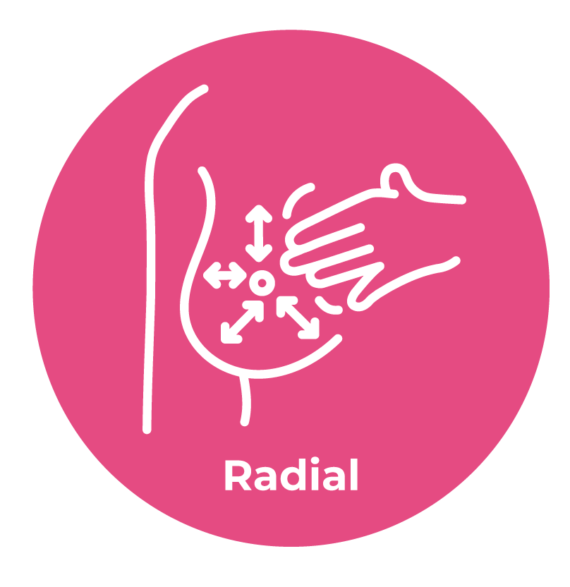 Autoexamen de mamas: movimiento radial desde el pezón hacia el exterior